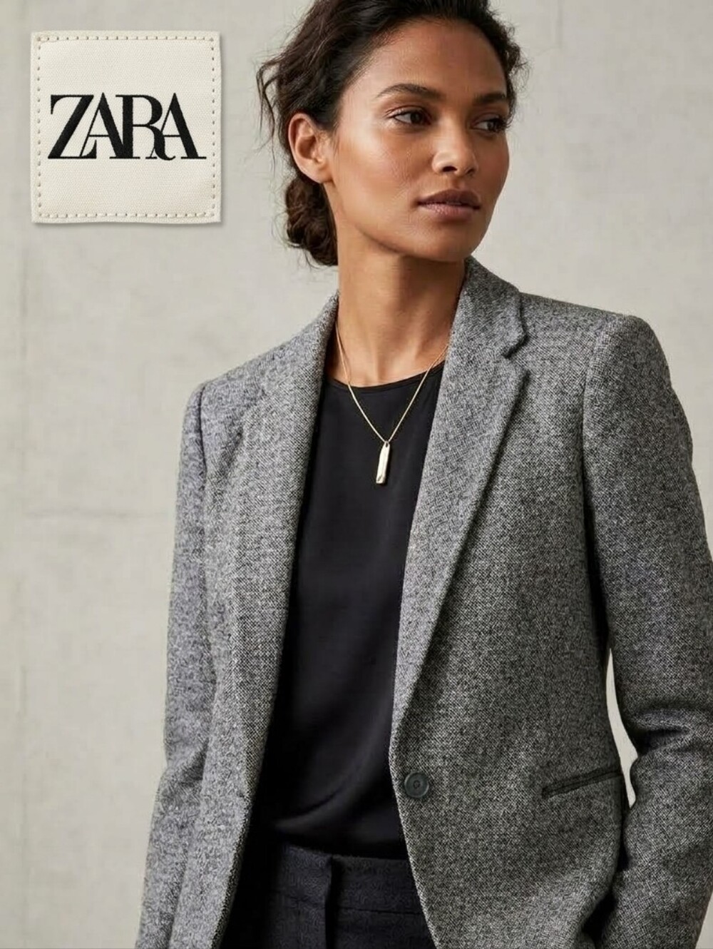 Zara Basic Soft Knit Blazer with Oval Elbow Patches